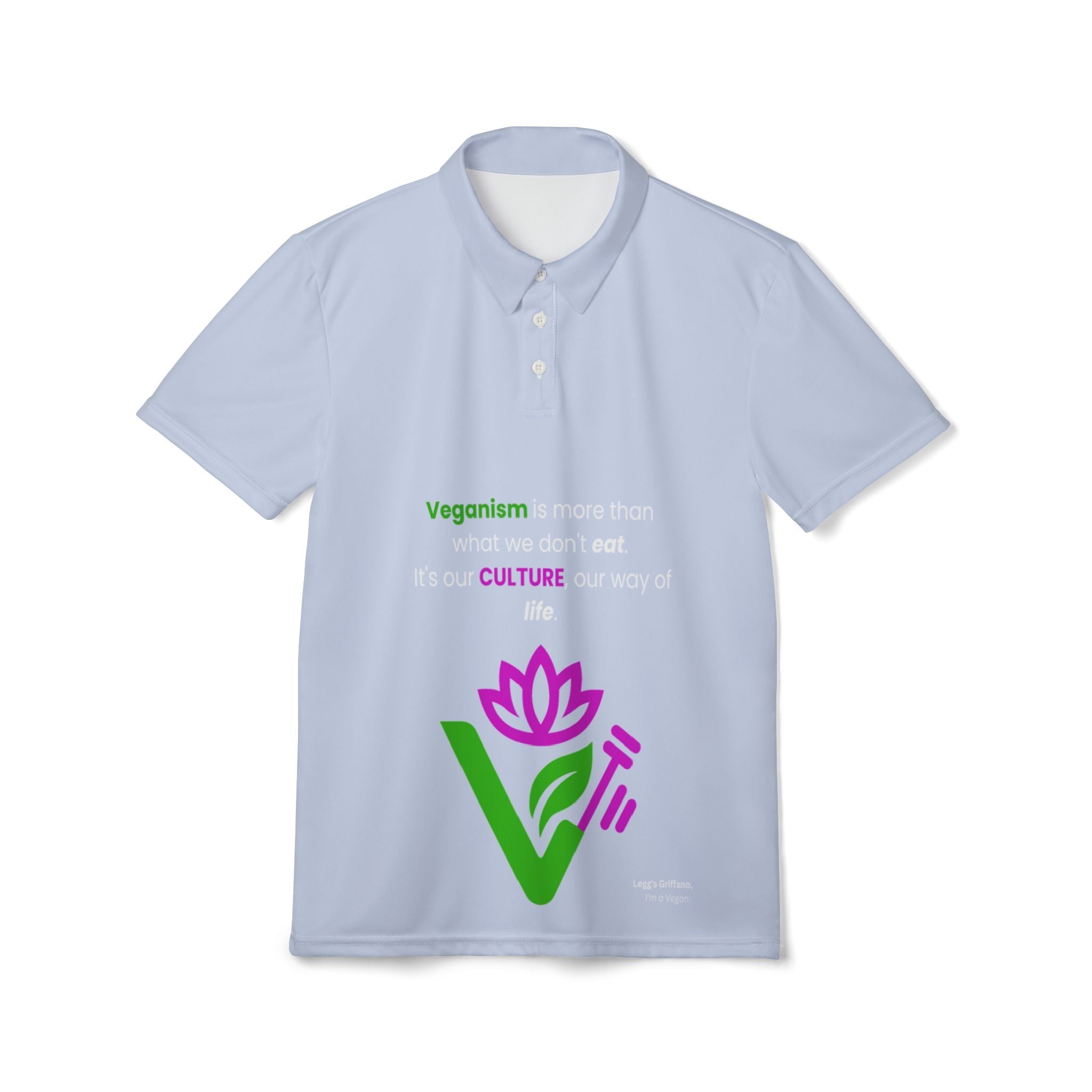 Veganism Is More Than A Diet Polo Shirt — Lotus V Logo Plant-Based Tee Printify
