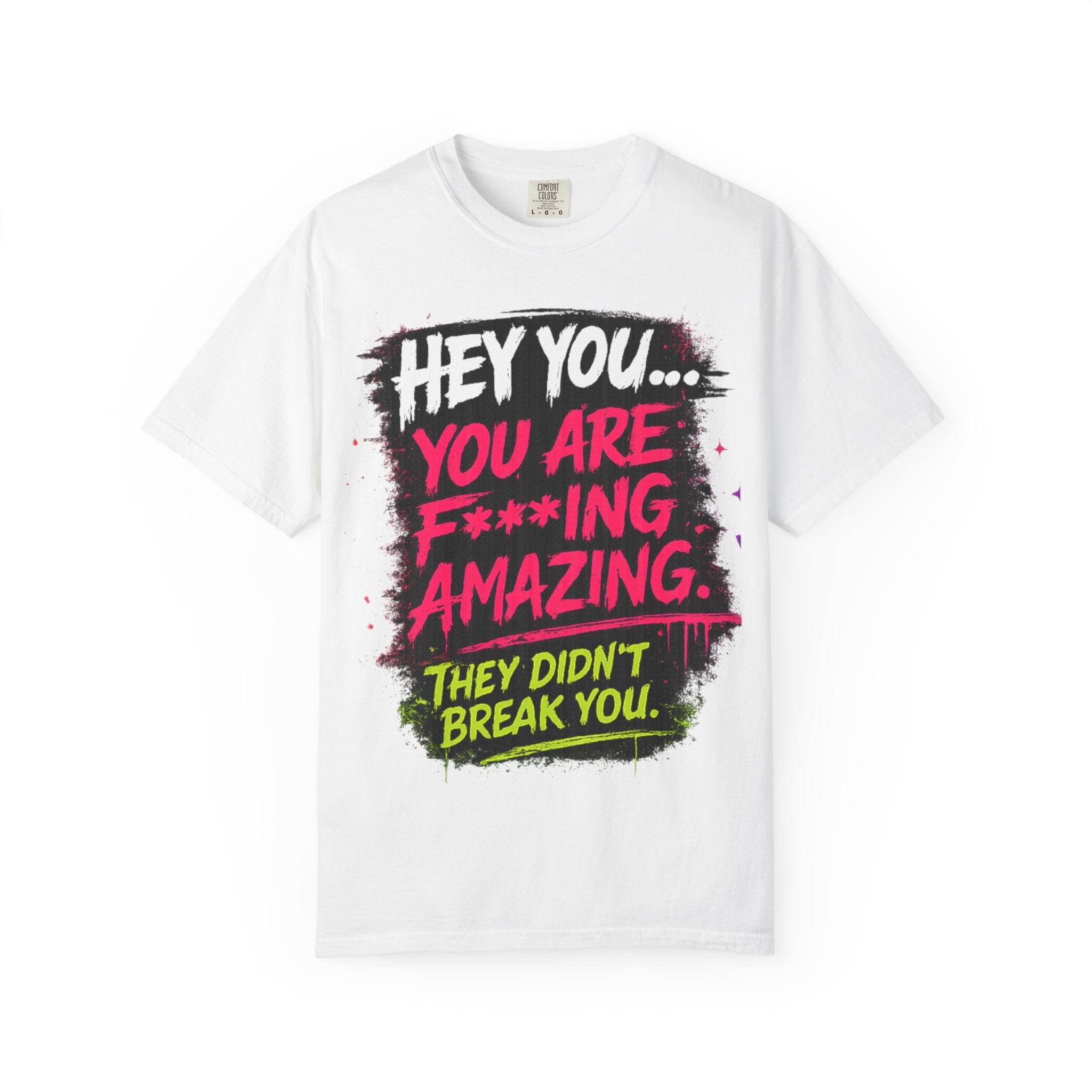 Empowering Graphic T-Shirt — "Hey You You Are F***ing Amazing" Vegan Namaste Tee Printify