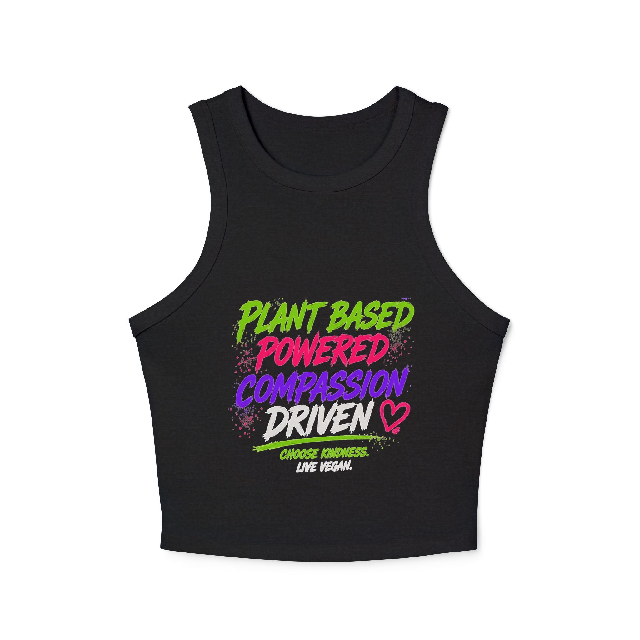 Women's Micro Rib Racer Tank Top- POWERED COMPASSION DRIVEN Printify