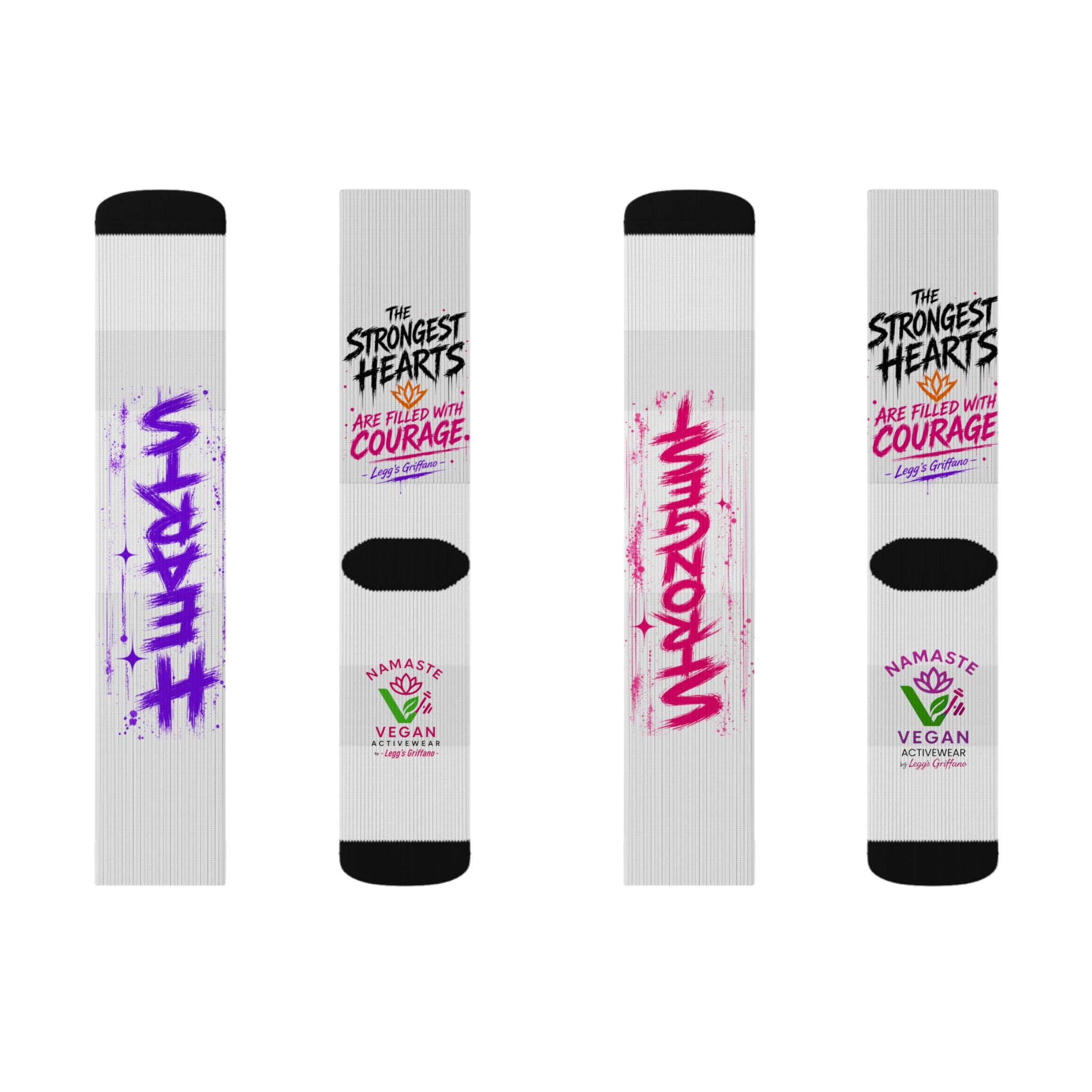 Inspirational Sublimation Socks — “The Strongest Hearts Are Filled With Courage” Athletic Crew Printify