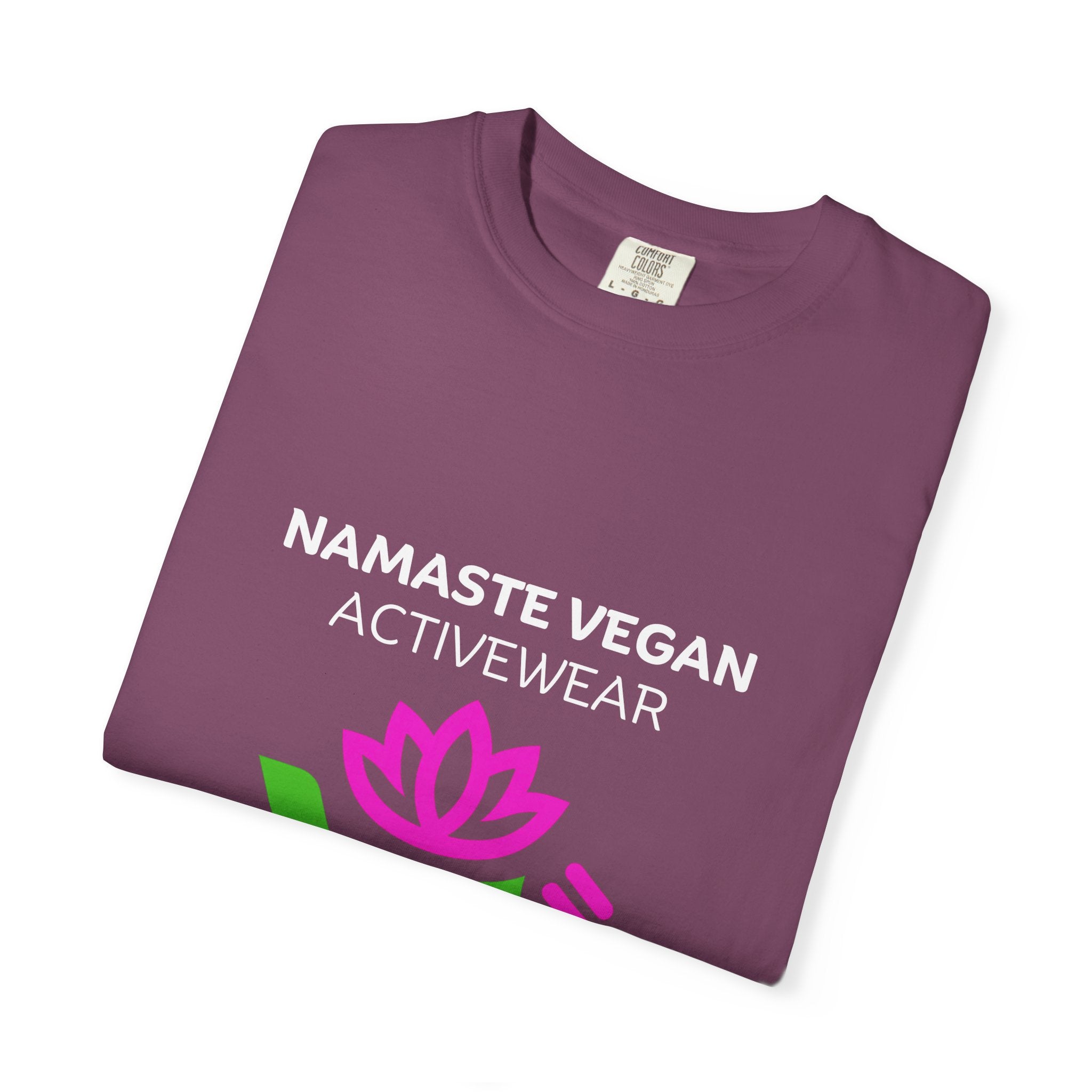 Vegan Namaste T-Shirt — "Namaste Vegan Activewear" with Lotus & Veggie Characters Printify