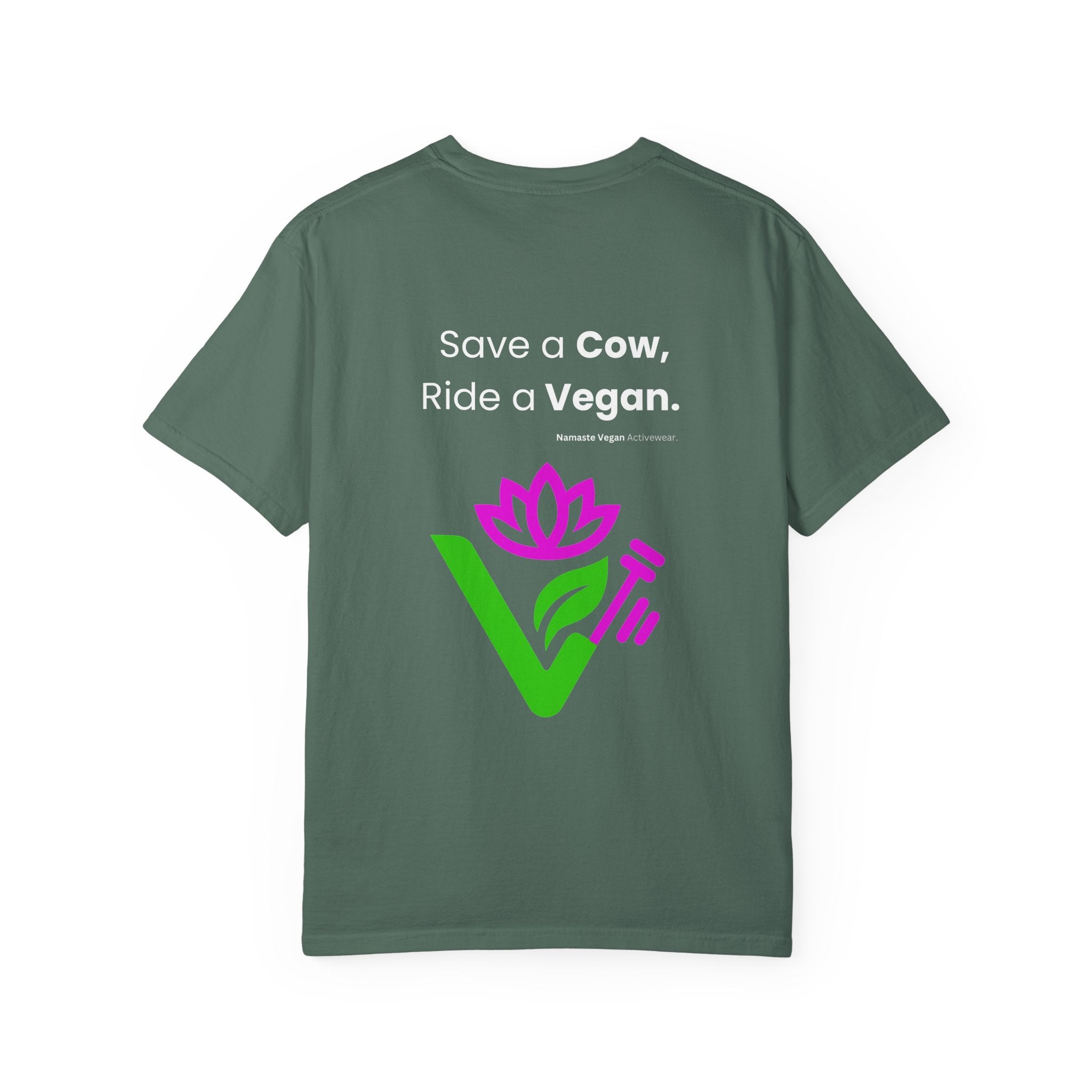 Vegan Namaste T-Shirt — "Namaste Vegan Activewear" with Lotus & Veggie Characters Printify