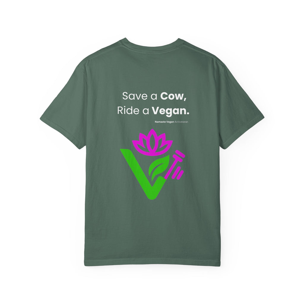 Vegan Namaste T-Shirt — "Namaste Vegan Activewear" with Lotus & Veggie Characters