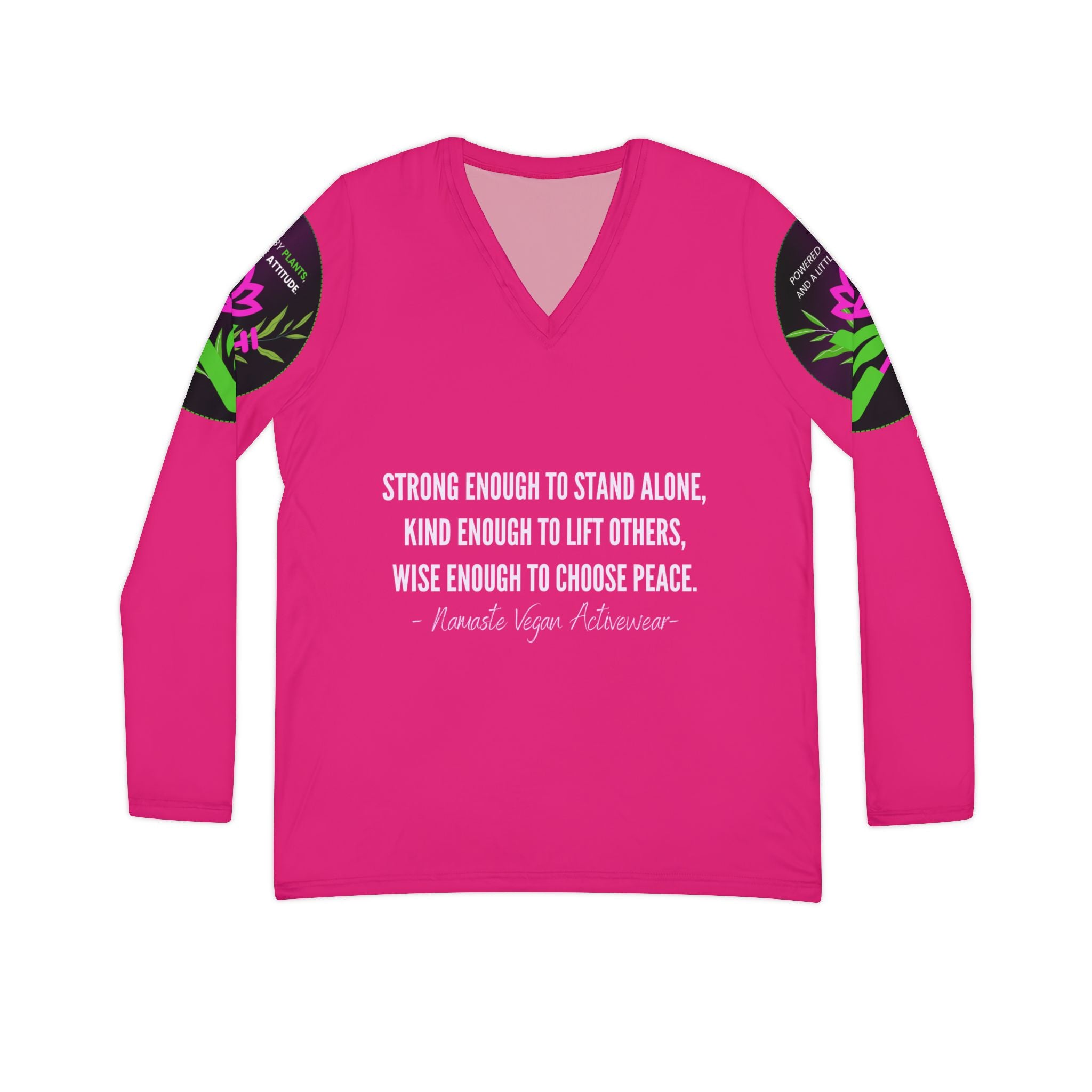 Namaste Vegan Activewear V-Neck Long Sleeve — Inspirational Yoga Top Printify