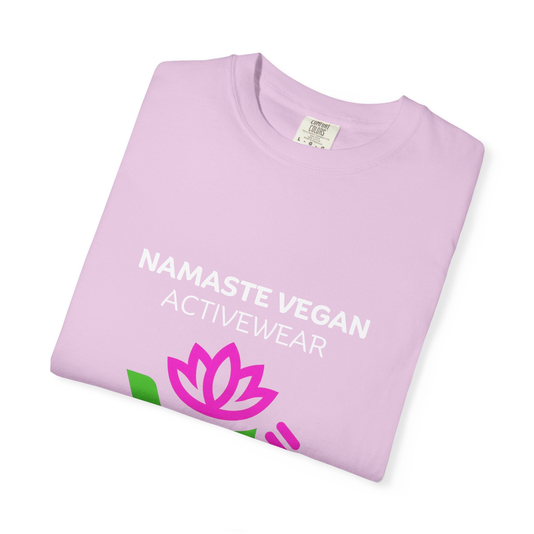 Vegan Namaste T-Shirt — "Namaste Vegan Activewear" with Lotus & Veggie Characters Printify