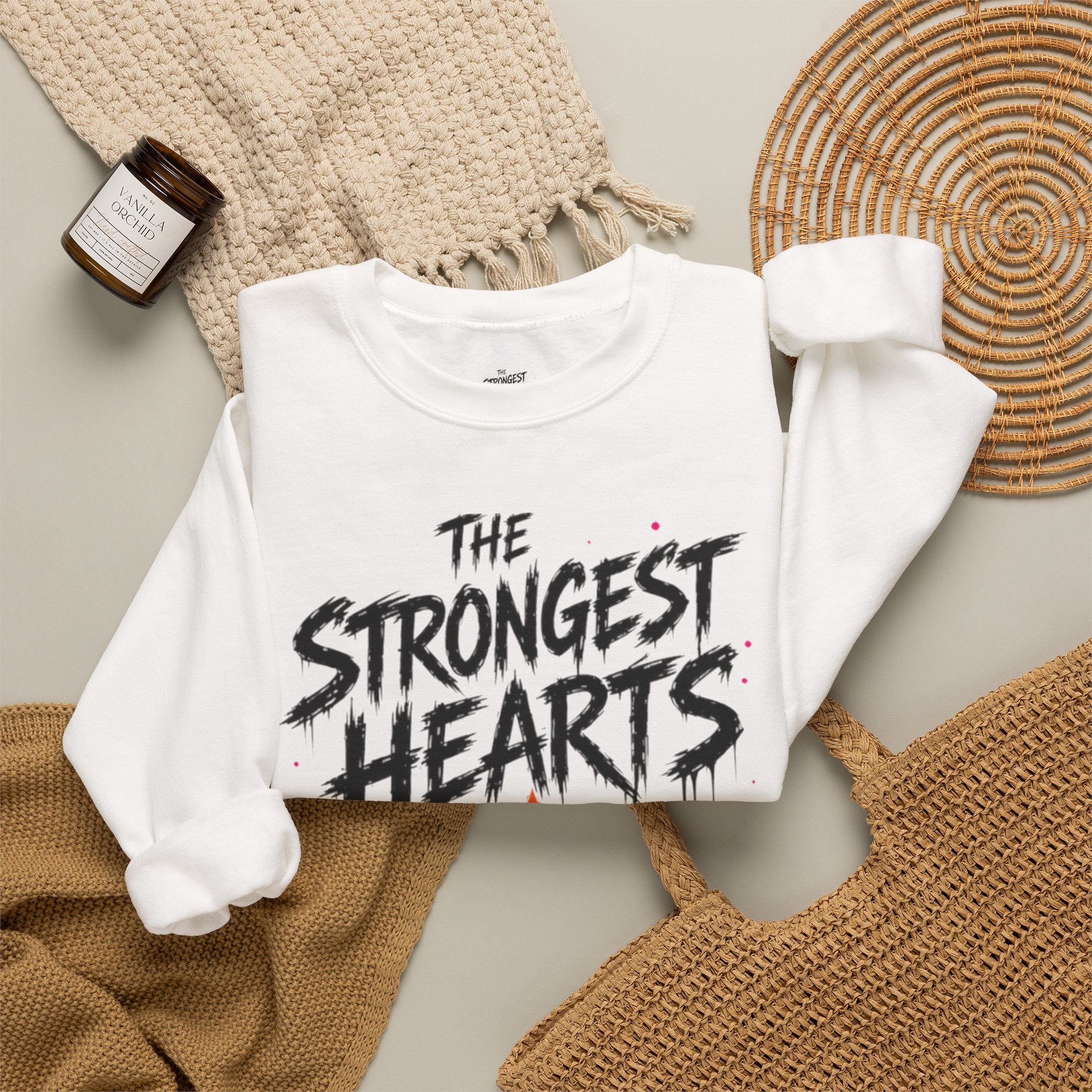 Crewneck Sweatshirt — “The Strongest Hearts Are Filled With Courage” Vegan Namaste Activewear Printify
