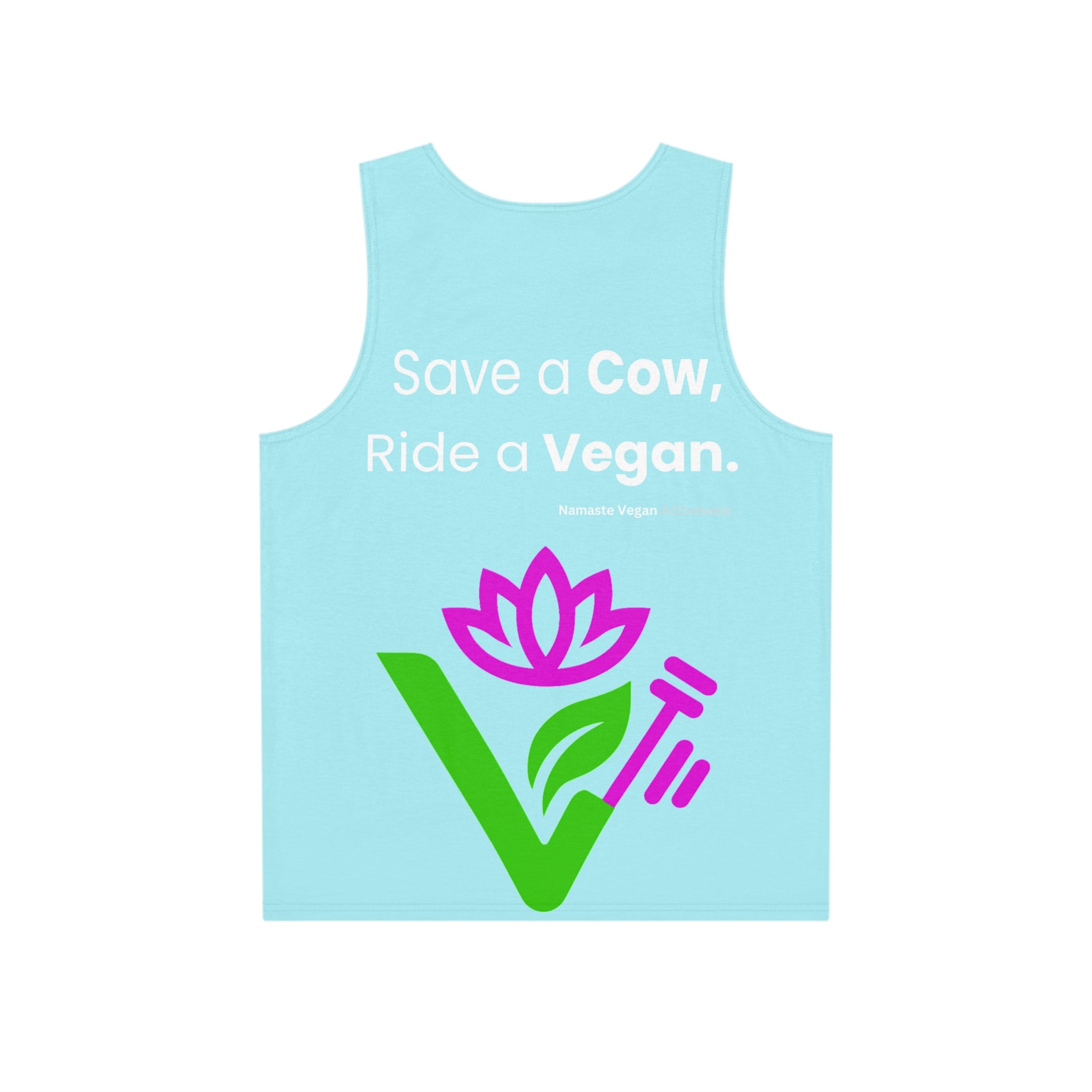 Vegan Awareness Tank Top — "Save a Cow, Ride a Vegan" Graphic