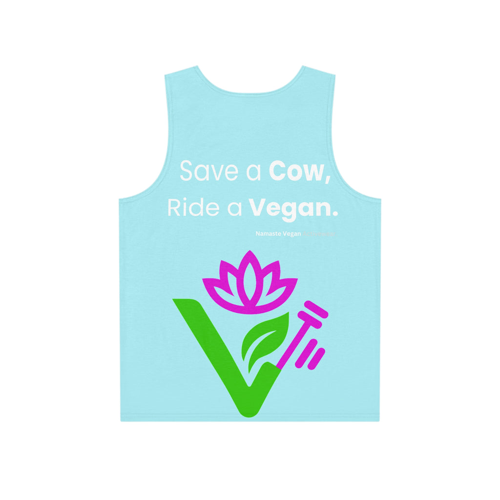 Vegan Awareness Tank Top — "Save a Cow, Ride a Vegan" Graphic