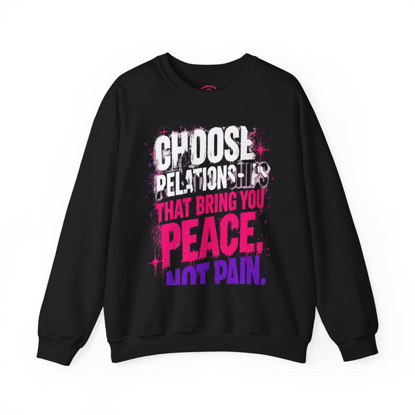 Vegan Namaste Crewneck Sweatshirt — "Choose Relationships That Bring You Peace, Not Pain"