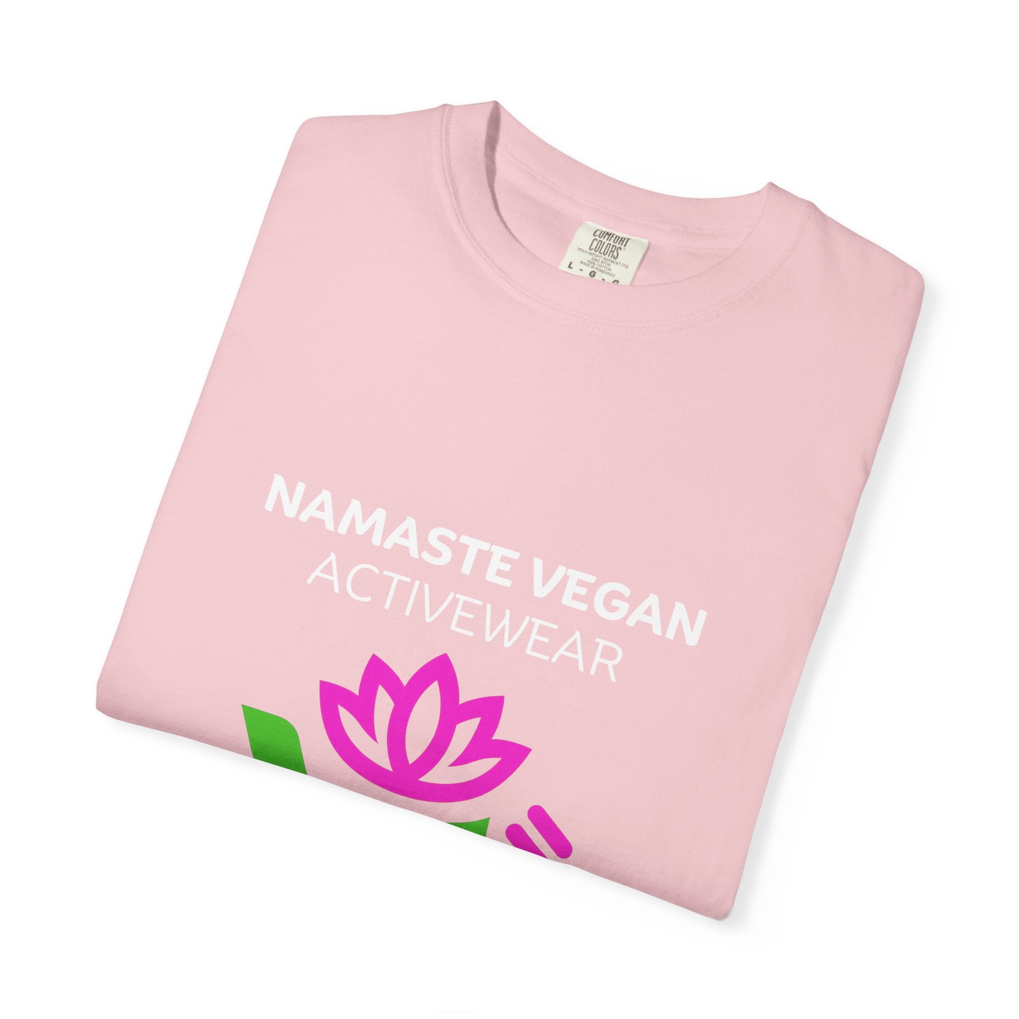 Vegan Namaste T-Shirt — "Namaste Vegan Activewear" with Lotus & Veggie Characters Printify