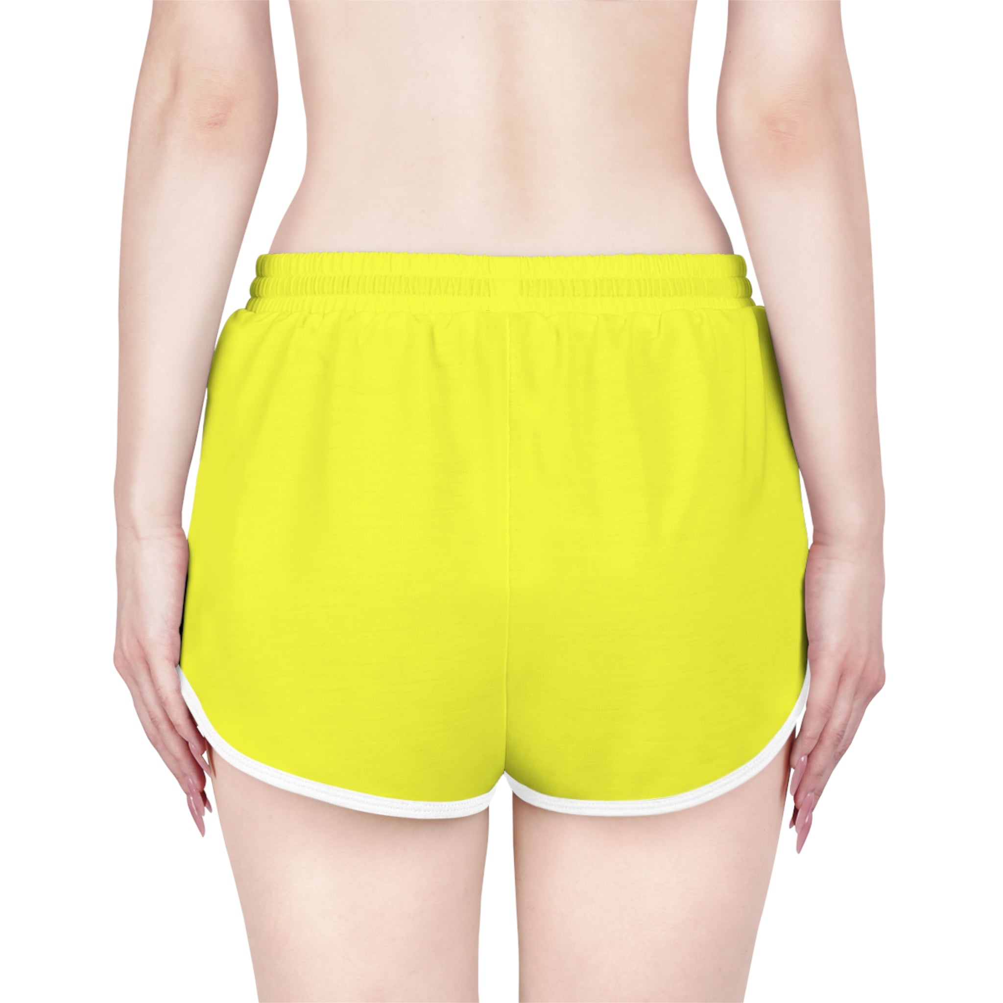 Vegan Namaste Carrot Crew Women's Relaxed Shorts — Bright Yellow AOP Lounge Shorts Printify