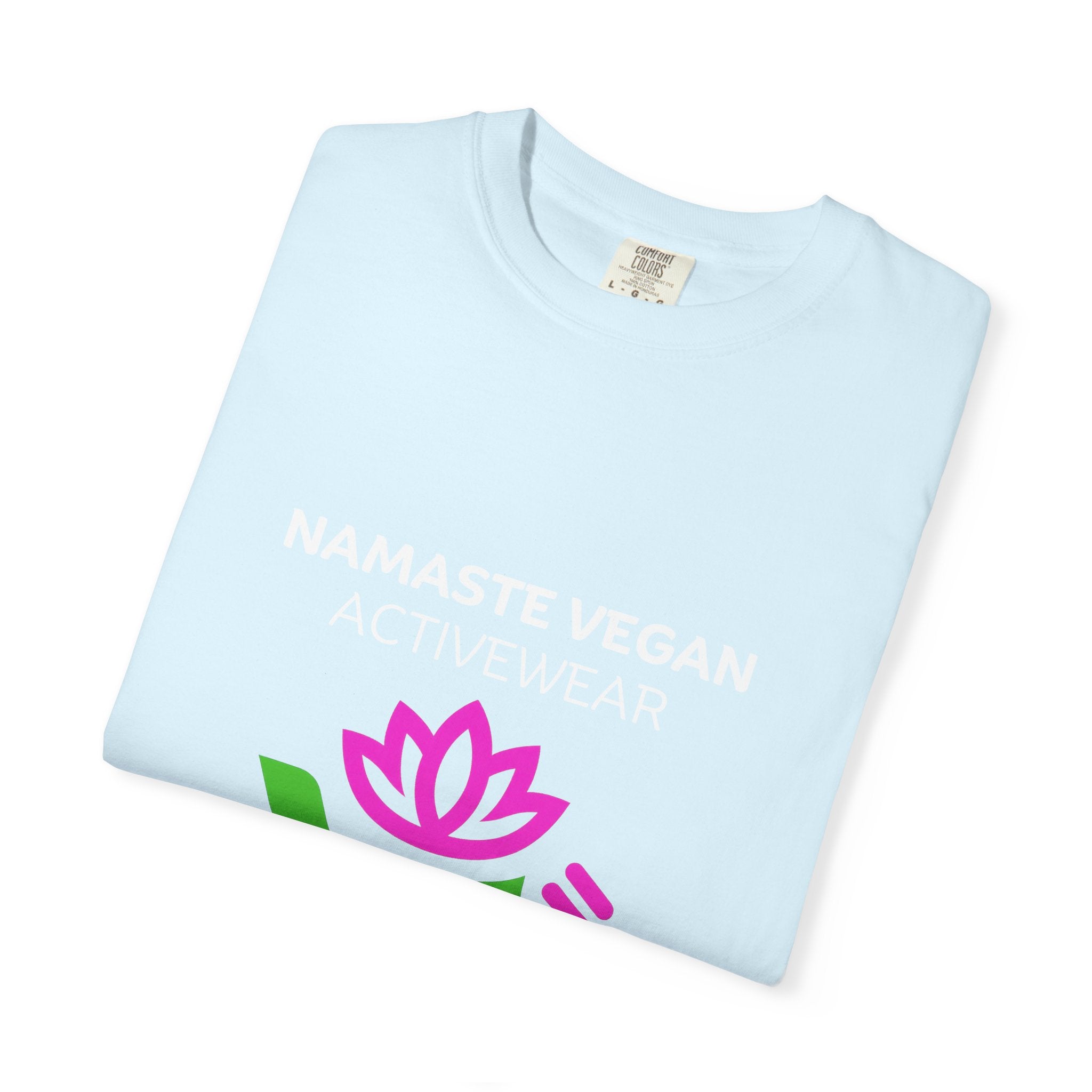 Vegan Namaste T-Shirt — "Namaste Vegan Activewear" with Lotus & Veggie Characters Printify