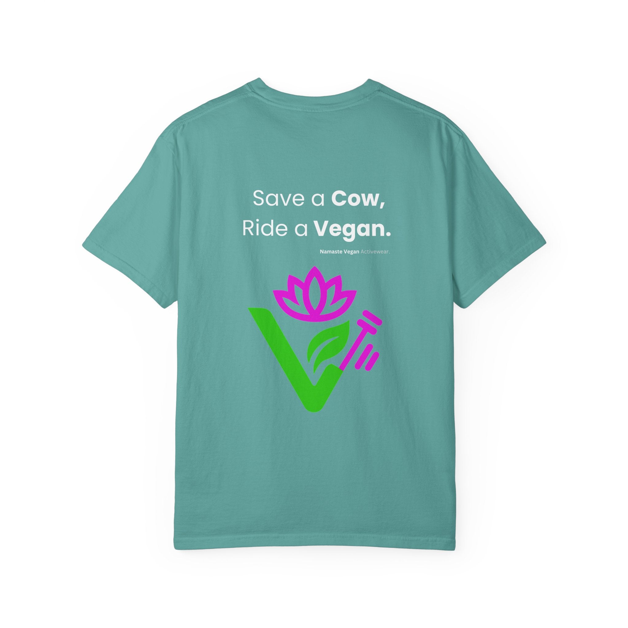 Vegan Namaste T-Shirt — "Namaste Vegan Activewear" with Lotus & Veggie Characters Printify
