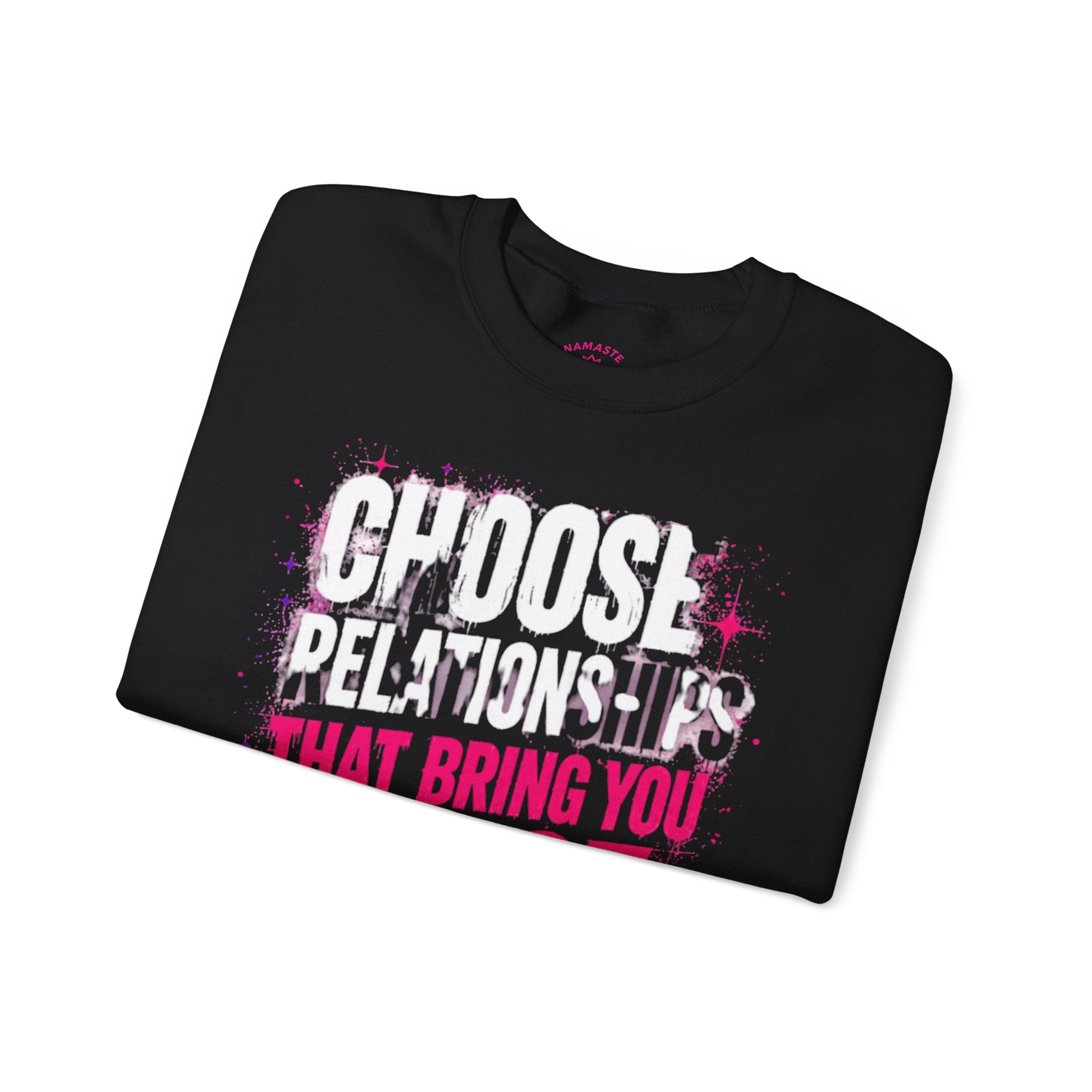 Vegan Namaste Crewneck Sweatshirt — "Choose Relationships That Bring You Peace, Not Pain"