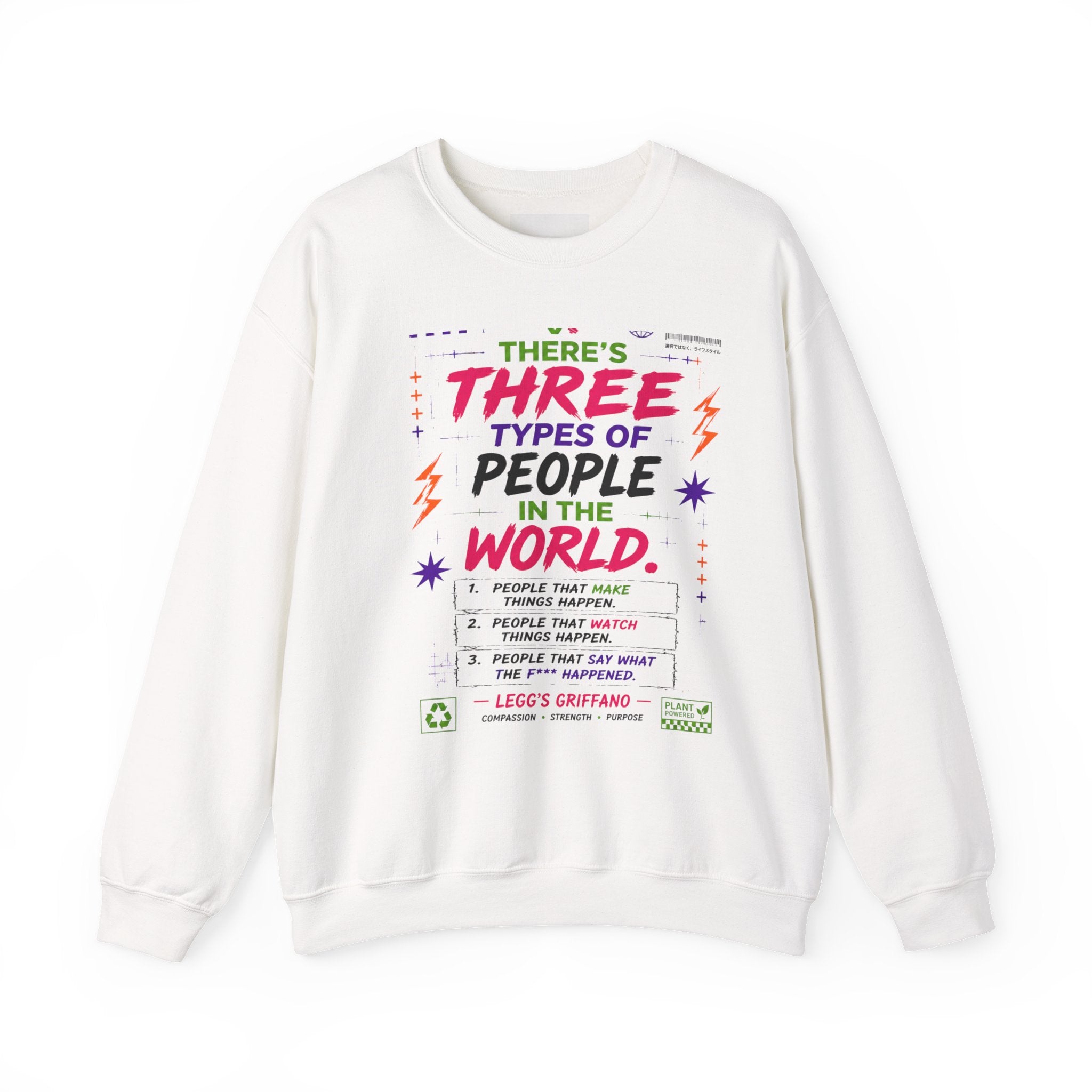 Vegan Namaste Sweatshirt — "There’s Three Types of People" Crewneck Printify