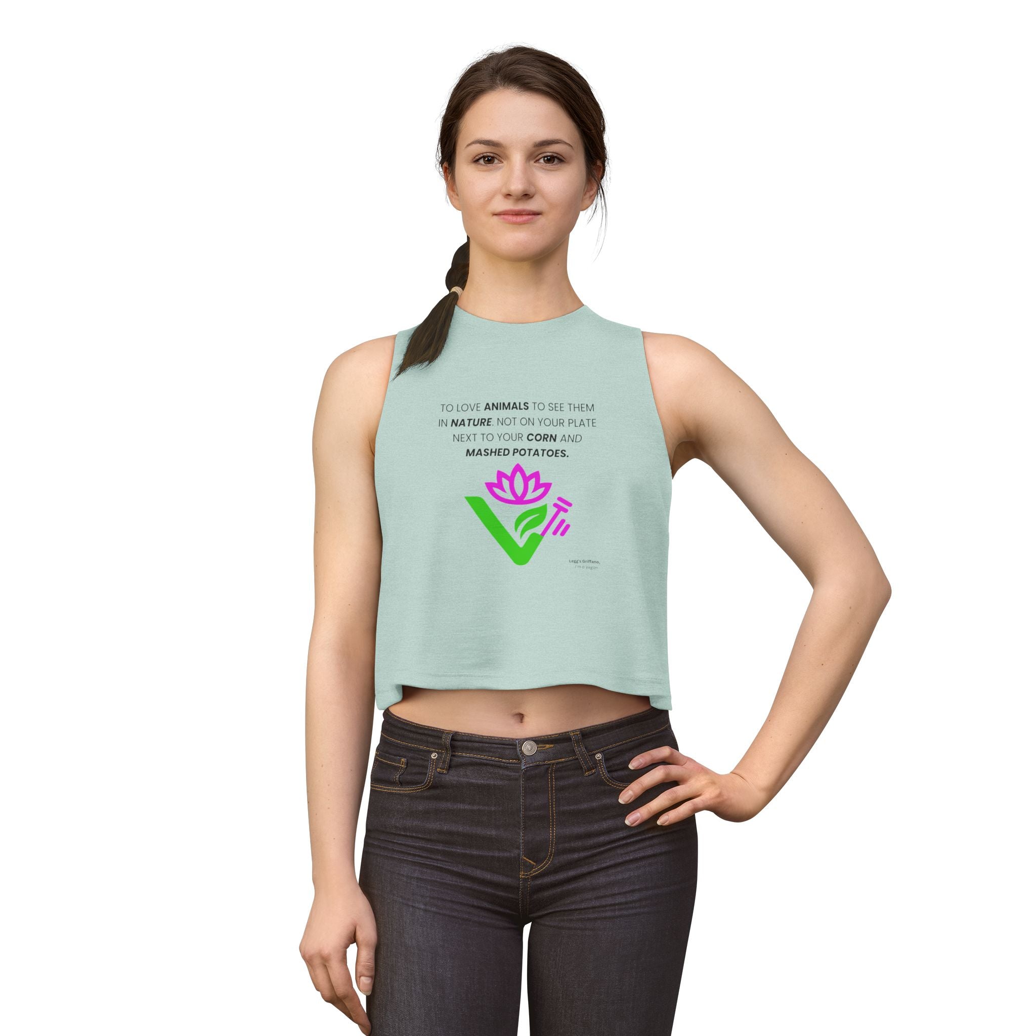 Vegan Lotus Crop Top — Funny "Mashed Potatoes" Plant-Based Graphic