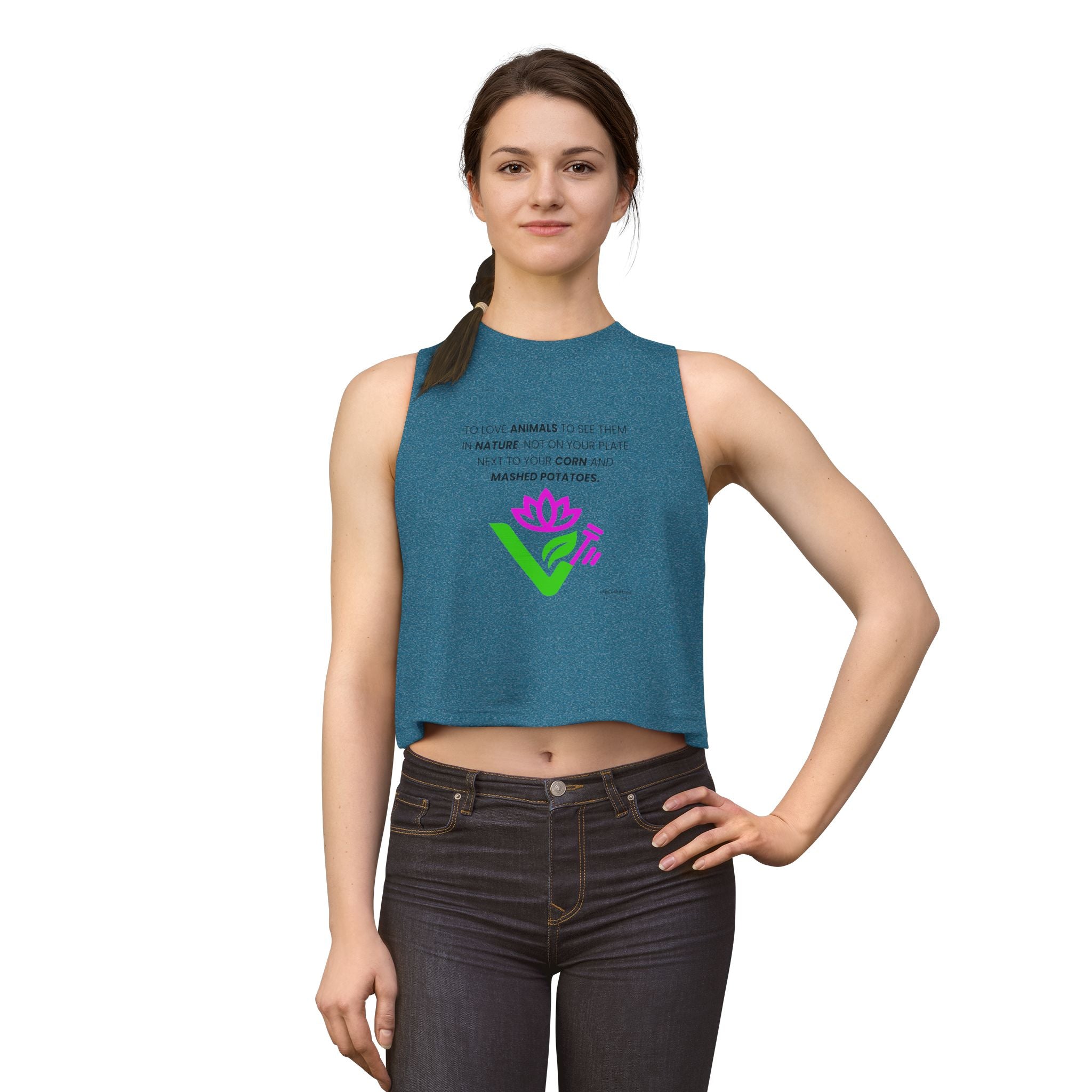 Vegan Lotus Crop Top — Funny "Mashed Potatoes" Plant-Based Graphic