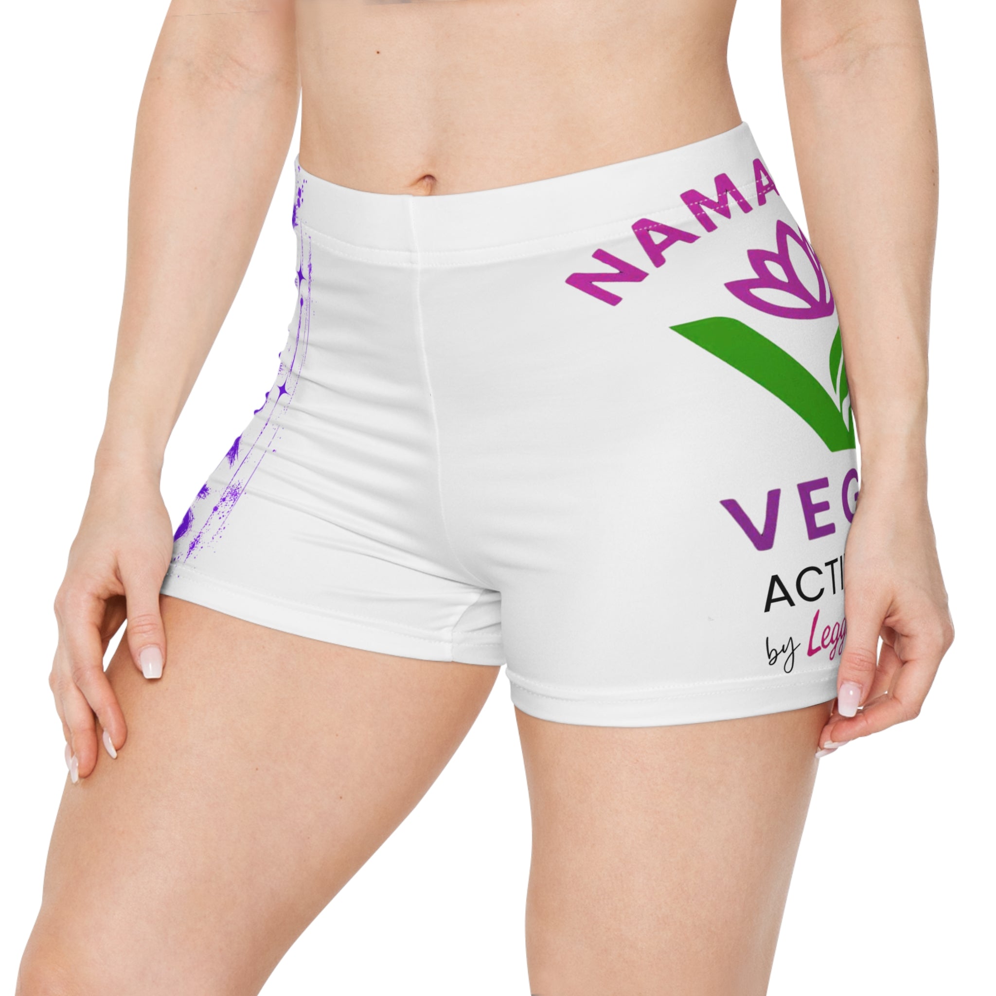 Women's Shorts - Gradient Spray Paint Side Stripe Athletic Shorts Printify