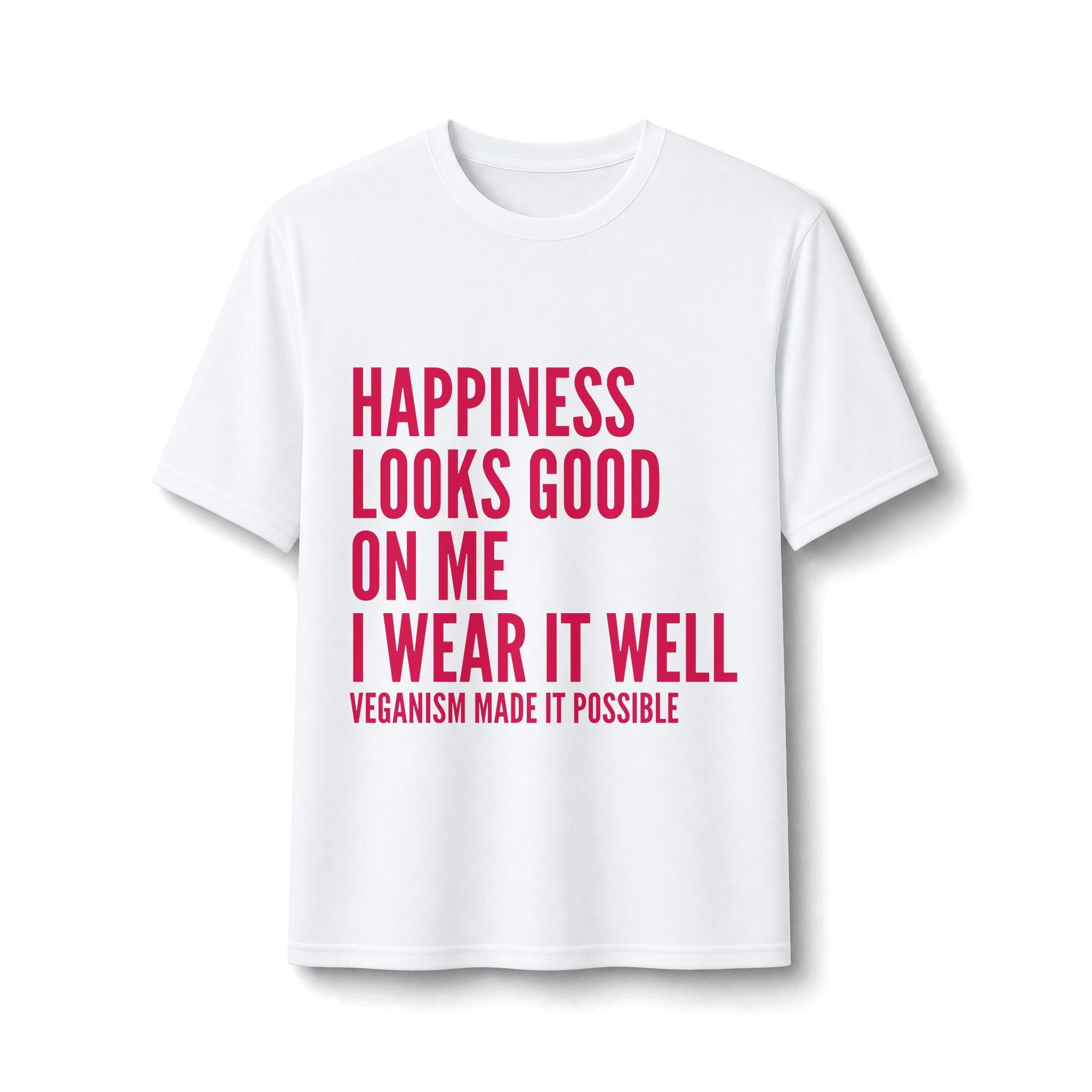 Namaste Vegan Activewear — "Happiness Looks Good on Me" Performance Tee Printify