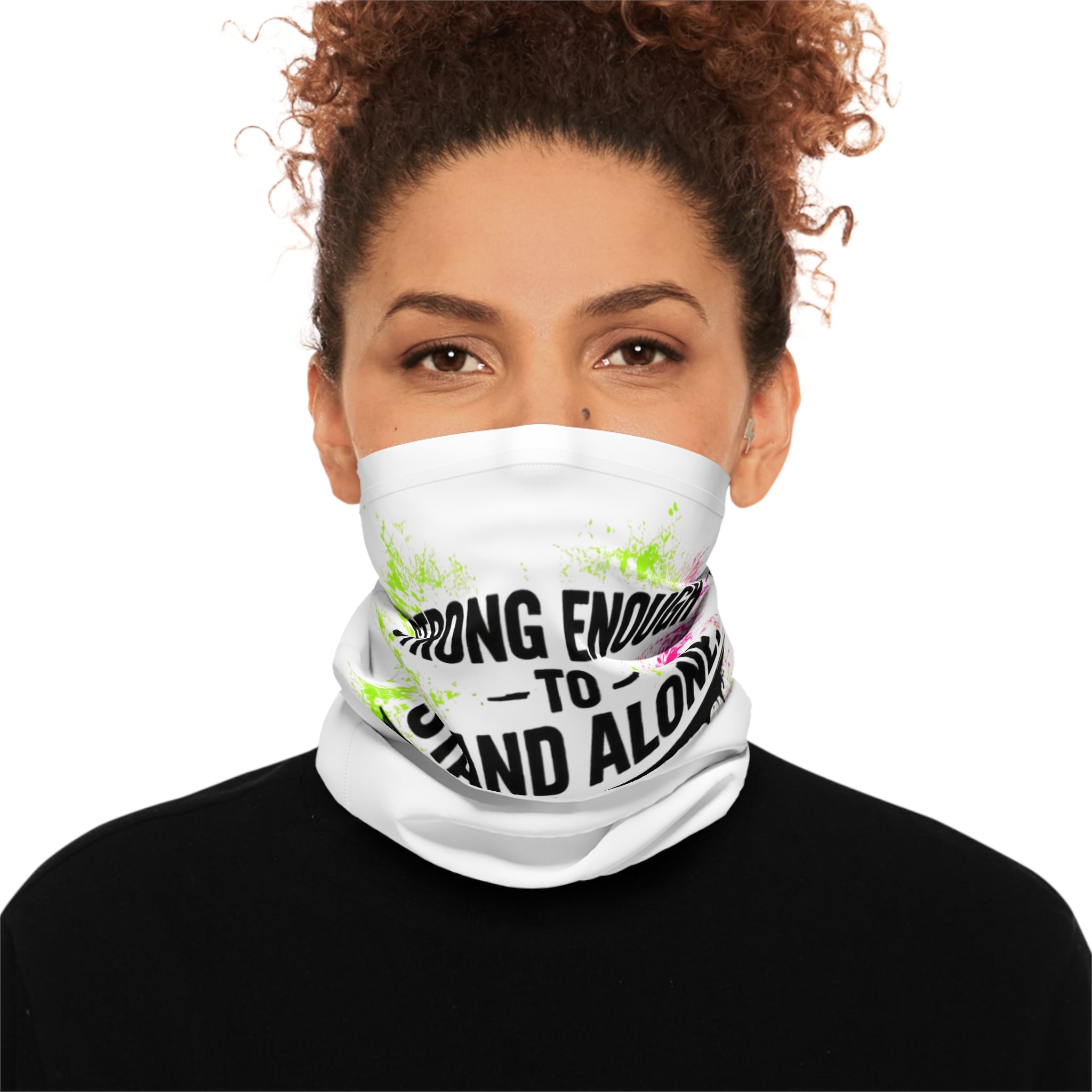Vegan Namaste Neck Gaiter — 'Strong Enough to Stand Alone' Lightweight Face & Head Scarf Printify