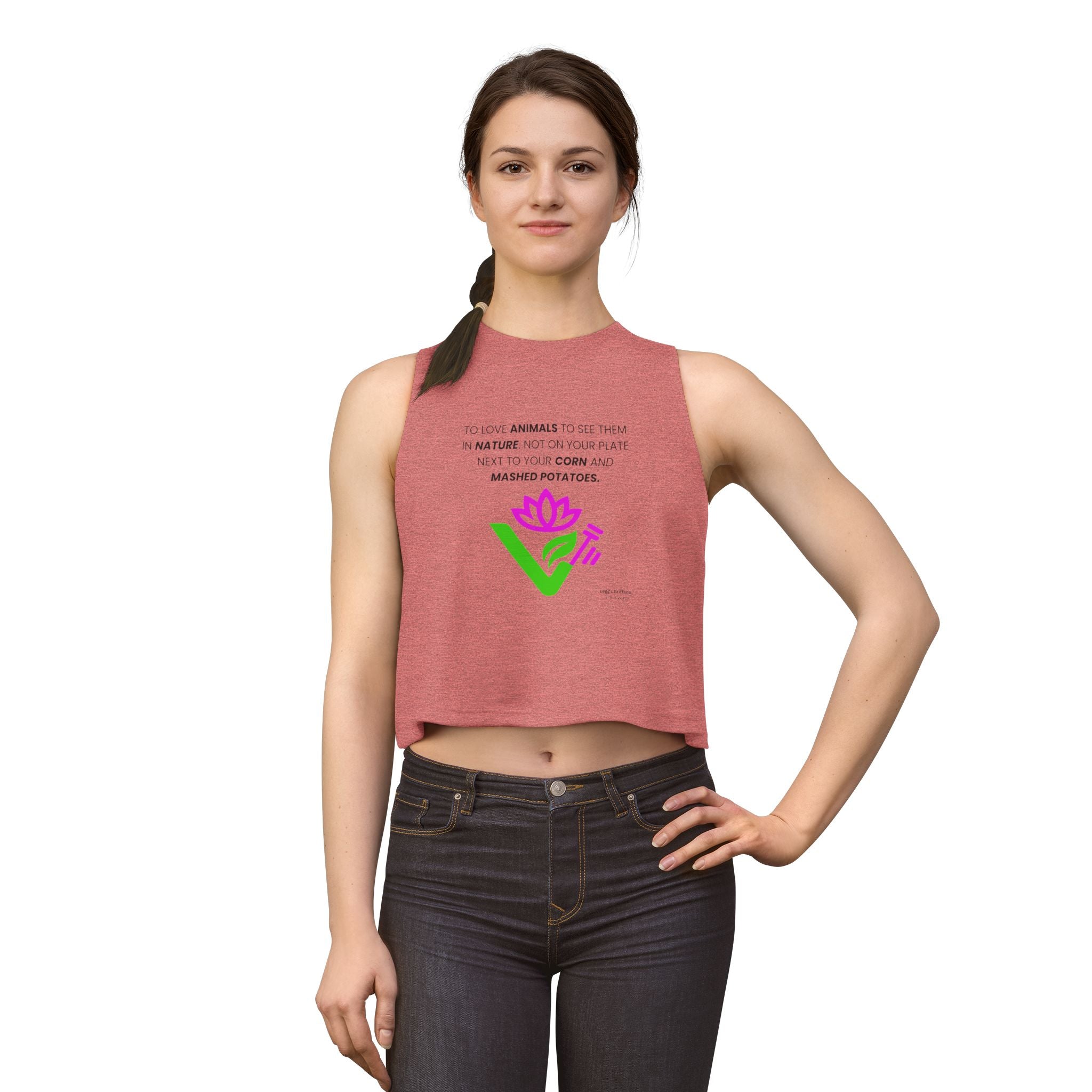 Vegan Lotus Crop Top — Funny "Mashed Potatoes" Plant-Based Graphic