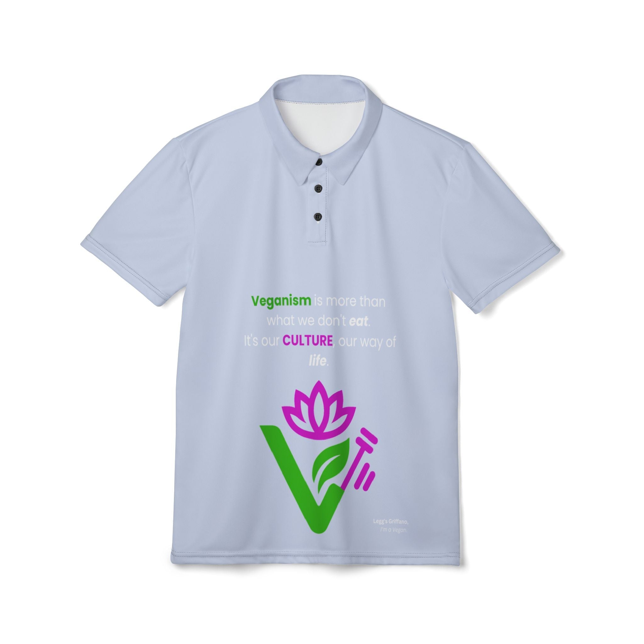 Veganism Is More Than A Diet Polo Shirt — Lotus V Logo Plant-Based Tee Printify