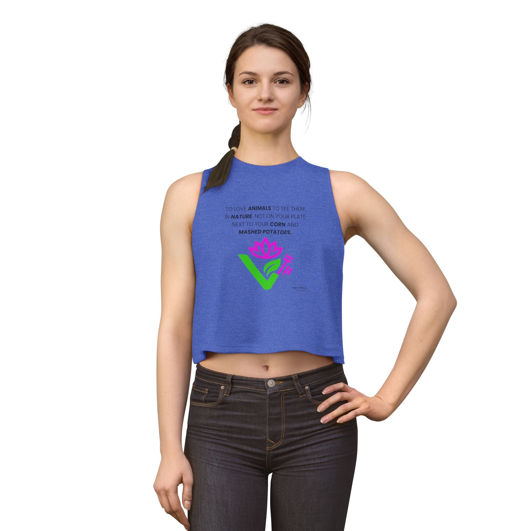 Vegan Lotus Crop Top — Funny "Mashed Potatoes" Plant-Based Graphic