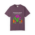 Vegan Namaste T-Shirt — "Namaste Vegan Activewear" with Lotus & Veggie Characters