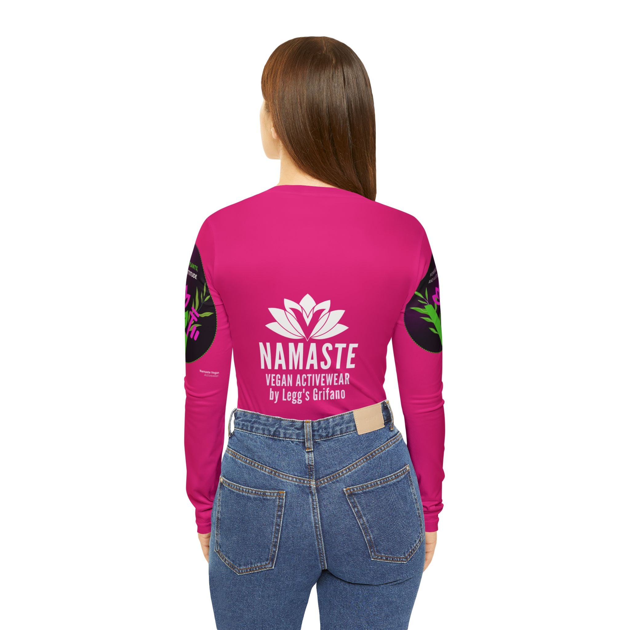 Namaste Vegan Activewear V-Neck Long Sleeve — Inspirational Yoga Top Printify