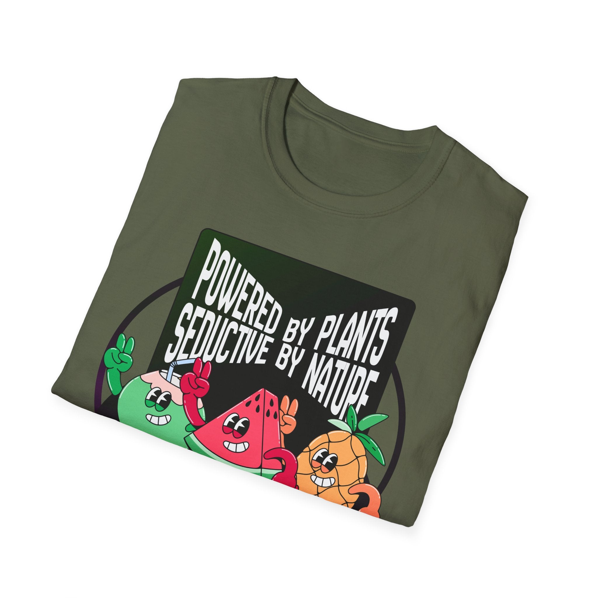 Vegan Power T-Shirt — "Powered by Plants, Seductive by Nature" Plant-Based Graphic Tee Printify