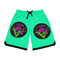 Basketball Shorts — "Powered by Plants" Floral Logo Rib Shorts